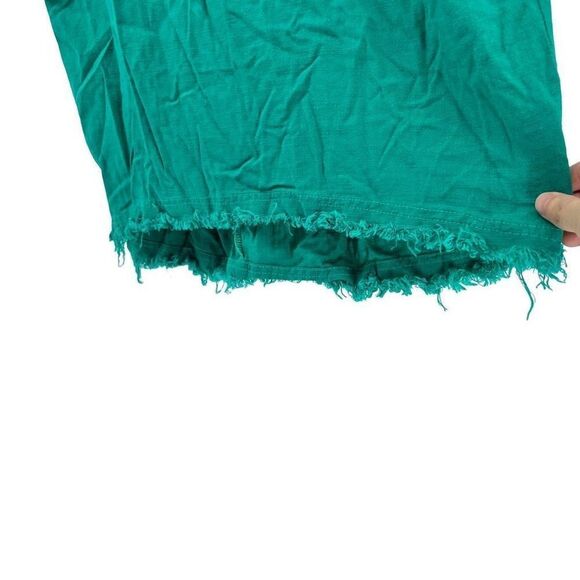 Umgee USA Frayed Hem Pocket Tunic Top Short Sleeve Green Medium - Picture 7 of 9